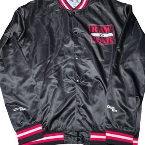 WWE Chalk Line Satin Jacket 2XL Raw Is War Black Red Back Print WWF WCW NWO